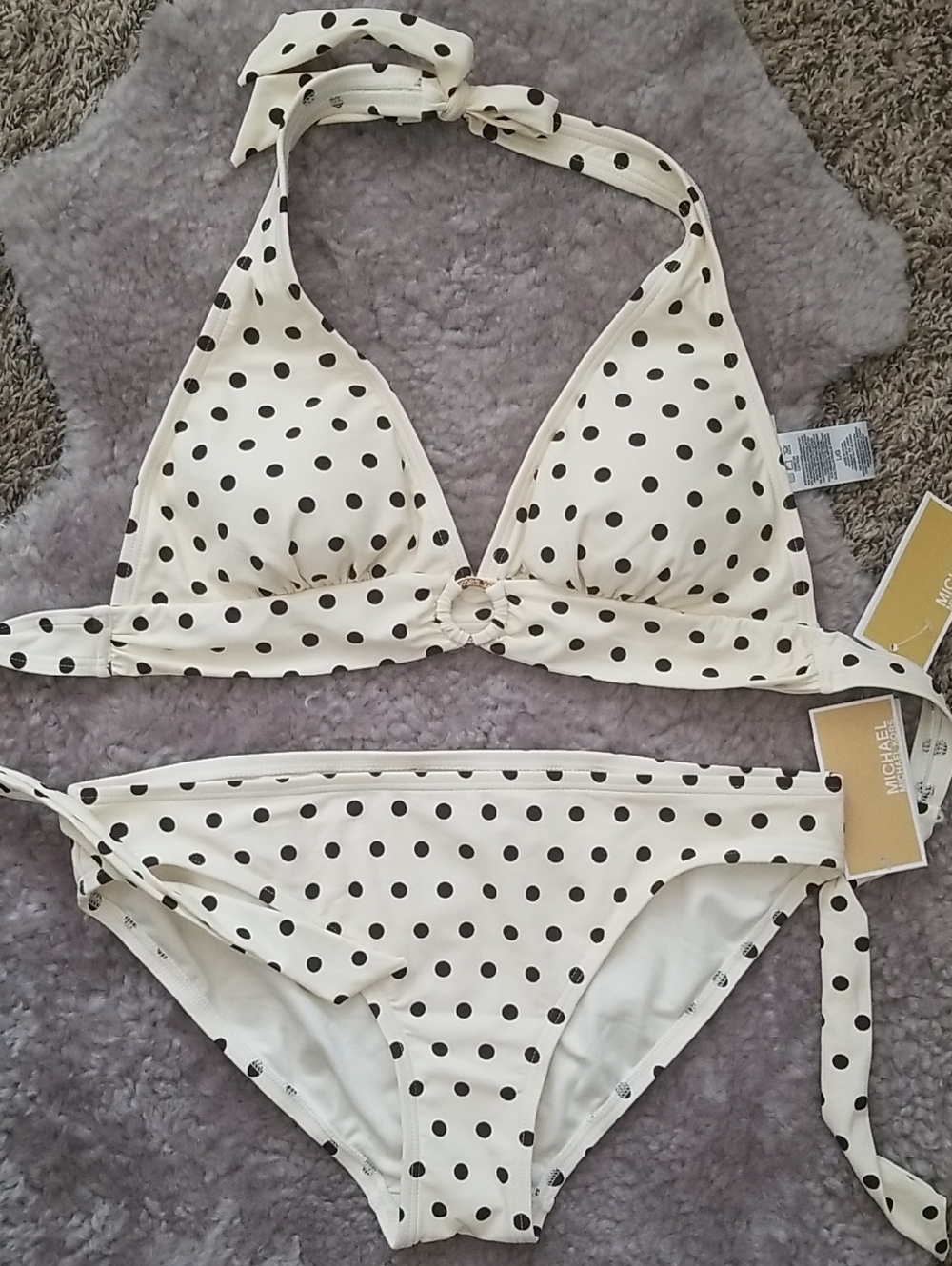 NEW!⚜MICHAEL Michael Kors⚜ Cream and Black Polka Dot Bikini